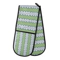 thumbnail image 1 of Yayeee Double Oven Mitt Kitchen Heat Resistant Baking 35" x7" Quilted Cotton Glove, Green Stripe Pattern, 1 of 6