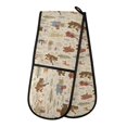 thumbnail image 1 of Yayeee Double Oven Mitt Kitchen Heat Resistant Baking 35" x7" Quilted Cotton Glove, Musical Animals Pattern, 1 of 6