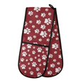 thumbnail image 1 of Yayeee Double Oven Mitt Kitchen Heat Resistant Baking 35" x7" Quilted Cotton Glove, Red Cartoon Paws Pattern, 1 of 6