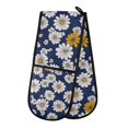 thumbnail image 1 of Yayeee Double Oven Mitt Kitchen Heat Resistant Baking 35" x7" Quilted Cotton Glove, Retro Daisy Pattern, 1 of 6