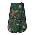 thumbnail image 1 of Yayeee Double Oven Mitt Kitchen Heat Resistant Baking 35" x7" Quilted Cotton Glove, Tiger and Peacock Pattern, 1 of 6