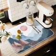 thumbnail image 1 of Yayeee Dish Drying Mat for Kitchen Counter 16" x 18" Microfiber Super Absorbent Coffee Decorative Pad, Art Mountain and Sun Pattern, 1 of 9