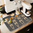 thumbnail image 1 of Yayeee Dish Drying Mat for Kitchen Counter 16" x 18" Microfiber Super Absorbent Coffee Decorative Pad, Beige Halloween Skeleton, 1 of 9