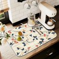 thumbnail image 1 of Yayeee Dish Drying Mat for Kitchen Counter 18" x 24" Microfiber Super Absorbent Coffee Decorative Pad, Beige Leaves Plaid, 1 of 9