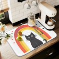 thumbnail image 1 of Yayeee Dish Drying Mat for Kitchen Counter 18" x 24" Microfiber Super Absorbent Coffee Decorative Pad, Black Cat Rainbow, 1 of 9
