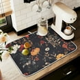 thumbnail image 1 of Yayeee Drying Mat for Kitchen Counter Dishes Microfiber Coffee Decorative Pad, Black Floral Pattern, 1 of 9