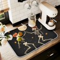 thumbnail image 1 of Yayeee Dish Drying Mat for Kitchen Counter 16" x 18" Microfiber Super Absorbent Coffee Decorative Pad, Black Halloween Dancing, 1 of 4