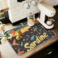thumbnail image 1 of Yayeee Dish Drying Mat for Kitchen Counter 16" x 18" Microfiber Super Absorbent Coffee Decorative Pad, Black Sardines Pattern, 1 of 9