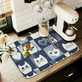 thumbnail image 1 of Yayeee Dish Drying Mat for Kitchen Counter 16" x 18" Microfiber Super Absorbent Coffee Decorative Pad, Blue Cats and Hearts, 1 of 9
