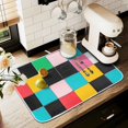 thumbnail image 1 of Yayeee Drying Mat for Kitchen Counter Dishes Microfiber Coffee Decorative Pad, Blue Checkered Pattern, 1 of 3
