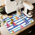 thumbnail image 1 of Yayeee Dish Drying Mat for Kitchen Counter 16" x 18" Microfiber Super Absorbent Coffee Decorative Pad, Blue Hand Drawn Sailboats, 1 of 9