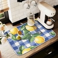 thumbnail image 1 of Yayeee Dish Drying Mat for Kitchen Counter 18" x 24" Microfiber Super Absorbent Coffee Decorative Pad, Blue Plaid Lemon, 1 of 9