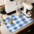 thumbnail image 1 of Yayeee Dish Drying Mat for Kitchen Counter 16" x 18" Microfiber Super Absorbent Coffee Decorative Pad, Blue Plain, 1 of 9