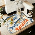 thumbnail image 1 of Yayeee Dish Drying Mat for Kitchen Counter 16" x 18" Microfiber Super Absorbent Coffee Decorative Pad, Blue Sardines Pattern, 1 of 9