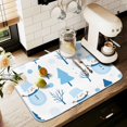 thumbnail image 1 of Yayeee Dish Drying Mat for Kitchen Counter 16" x 18" Microfiber Super Absorbent Coffee Decorative Pad, Blue Simple Cartoon Snowmen, 1 of 9