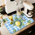thumbnail image 1 of Yayeee Dish Drying Mat for Kitchen Counter 16" x 18" Microfiber Super Absorbent Coffee Decorative Pad, Cartoon Plaid Lemon, 1 of 9