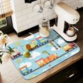 thumbnail image 1 of Yayeee Drying Mat for Kitchen Counter Dishes Microfiber Coffee Decorative Pad, Cartoon Train Pattern, 1 of 9