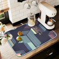 thumbnail image 1 of Yayeee Dish Drying Mat for Kitchen Counter 18" x 24" Microfiber Super Absorbent Coffee Decorative Pad, Cube Stripes, 1 of 9