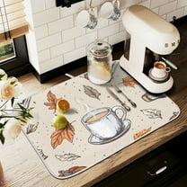 Yayeee Drying Mat for Kitchen Counter Dishes Microfiber Coffee Decorative Pad, Fall Coffee