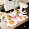 thumbnail image 1 of Yayeee Dish Drying Mat for Kitchen Counter 16" x 18" Microfiber Super Absorbent Coffee Decorative Pad, Floral Orange, 1 of 9