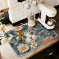 thumbnail image 1 of Yayeee Dish Drying Mat for Kitchen Counter 16" x 18" Microfiber Super Absorbent Coffee Decorative Pad, Flowers Cat, 1 of 9