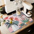 thumbnail image 1 of Yayeee Dish Drying Mat for Kitchen Counter 16" x 18" Microfiber Super Absorbent Coffee Decorative Pad, Flowers and Leaves, 1 of 9