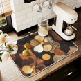 thumbnail image 1 of Yayeee Dish Drying Mat for Kitchen Counter 16" x 18" Microfiber Super Absorbent Coffee Decorative Pad, Gold Flower, 1 of 9