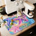 thumbnail image 1 of Yayeee Dish Drying Mat for Kitchen Counter 16" x 18" Microfiber Super Absorbent Coffee Decorative Pad, Gradient Starfish Pattern, 1 of 9