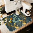 thumbnail image 1 of Yayeee Dish Drying Mat for Kitchen Counter 16" x 18" Microfiber Super Absorbent Coffee Decorative Pad, Green Celestial Serpent, 1 of 9