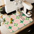 thumbnail image 1 of Yayeee Drying Mat for Kitchen Counter Dishes Microfiber Coffee Decorative Pad, Green Symmetrical Stars, 1 of 9