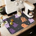 thumbnail image 1 of Yayeee Dish Drying Mat for Kitchen Counter 18" x 24" Microfiber Super Absorbent Coffee Decorative Pad, Halloween Orange Ghosts, 1 of 9