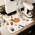 thumbnail image 1 of Yayeee Dish Drying Mat for Kitchen Counter 16" x 18" Microfiber Super Absorbent Coffee Decorative Pad, Hand Drawn Pumpkin, 1 of 9
