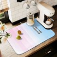 thumbnail image 1 of Yayeee Dish Drying Mat for Kitchen Counter 16" x 18" Microfiber Super Absorbent Coffee Decorative Pad, Light Blue Stripes, 1 of 9