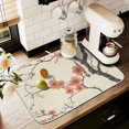 thumbnail image 1 of Yayeee Dish Drying Mat for Kitchen Counter 16" x 18" Microfiber Super Absorbent Coffee Decorative Pad, Light Red Flowers, 1 of 9