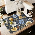 thumbnail image 1 of Yayeee Dish Drying Mat for Kitchen Counter 18" x 24" Microfiber Super Absorbent Coffee Decorative Pad, Navy Floral Pattern, 1 of 9