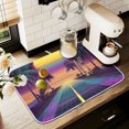 thumbnail image 1 of Yayeee Dish Drying Mat for Kitchen Counter 18" x 24" Microfiber Super Absorbent Coffee Decorative Pad, Neon Road, 1 of 7