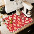 thumbnail image 1 of Yayeee Dish Drying Mat for Kitchen Counter 18" x 24" Microfiber Super Absorbent Coffee Decorative Pad, Orange Christmas Ornaments Pattern, 1 of 9