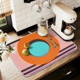 thumbnail image 1 of Yayeee Dish Drying Mat for Kitchen Counter 16" x 18" Microfiber Super Absorbent Coffee Decorative Pad, Orange Circle, 1 of 9
