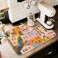 thumbnail image 1 of Yayeee Dish Drying Mat for Kitchen Counter 16" x 18" Microfiber Super Absorbent Coffee Decorative Pad, Orange Cityscape Painting, 1 of 9