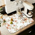 thumbnail image 1 of Yayeee Dish Drying Mat for Kitchen Counter 16" x 18" Microfiber Super Absorbent Coffee Decorative Pad, Orange Floral Blooms, 1 of 9
