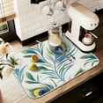 thumbnail image 1 of Yayeee Dish Drying Mat for Kitchen Counter 18" x 24" Microfiber Super Absorbent Coffee Decorative Pad, Peacock Feather, 1 of 9