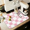 thumbnail image 1 of Yayeee Dish Drying Mat for Kitchen Counter 16" x 18" Microfiber Super Absorbent Coffee Decorative Pad, Pink Checkered Heart, 1 of 9