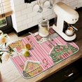 thumbnail image 1 of Yayeee Dish Drying Mat for Kitchen Counter 16" x 18" Microfiber Super Absorbent Coffee Decorative Pad, Pink Christmas House, 1 of 9