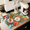thumbnail image 1 of Yayeee Dish Drying Mat for Kitchen Counter 16" x 18" Microfiber Super Absorbent Coffee Decorative Pad, Pink Floral Tomatoes, 1 of 9