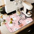 thumbnail image 1 of Yayeee Dish Drying Mat for Kitchen Counter 16" x 18" Microfiber Super Absorbent Coffee Decorative Pad, Pink Halloween Ghosts, 1 of 9