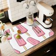 thumbnail image 1 of Yayeee Dish Drying Mat for Kitchen Counter 18" x 24" Microfiber Super Absorbent Coffee Decorative Pad, Pink Ice Cream, 1 of 9