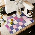 thumbnail image 1 of Yayeee Dish Drying Mat for Kitchen Counter 18" x 24" Microfiber Super Absorbent Coffee Decorative Pad, Pink and Purple Plaid Pattern, 1 of 9