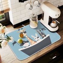 Yayeee Drying Mat for Kitchen Counter Dishes Microfiber Coffee Decorative Pad, Pirate Animals