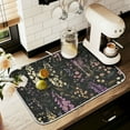 thumbnail image 1 of Yayeee Dish Drying Mat for Kitchen Counter 16" x 18" Microfiber Super Absorbent Coffee Decorative Pad, Purple Floral Pattern, 1 of 9