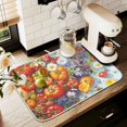 thumbnail image 1 of Yayeee Dish Drying Mat for Kitchen Counter 16" x 18" Microfiber Super Absorbent Coffee Decorative Pad, Purple Floral Tomatoes, 1 of 9